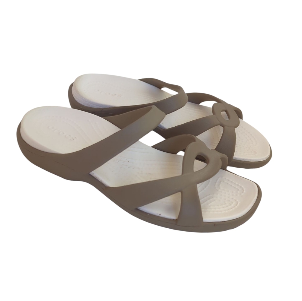 Crocs Meleen Twist Lightweight Summer Sandals 8 Taupe - Picture 1 of 16